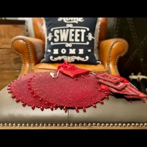 Valentine Beaded Placemats and Coasters Red Sequin